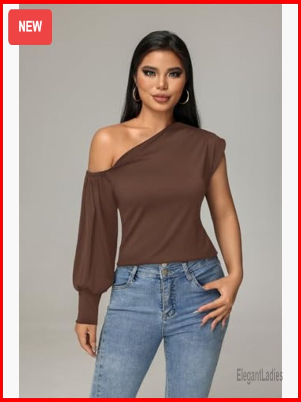 Women's One Shoulder Ruffle Tunics Blouse Top High Low Asymmetrical Party - Picture 3 of 6